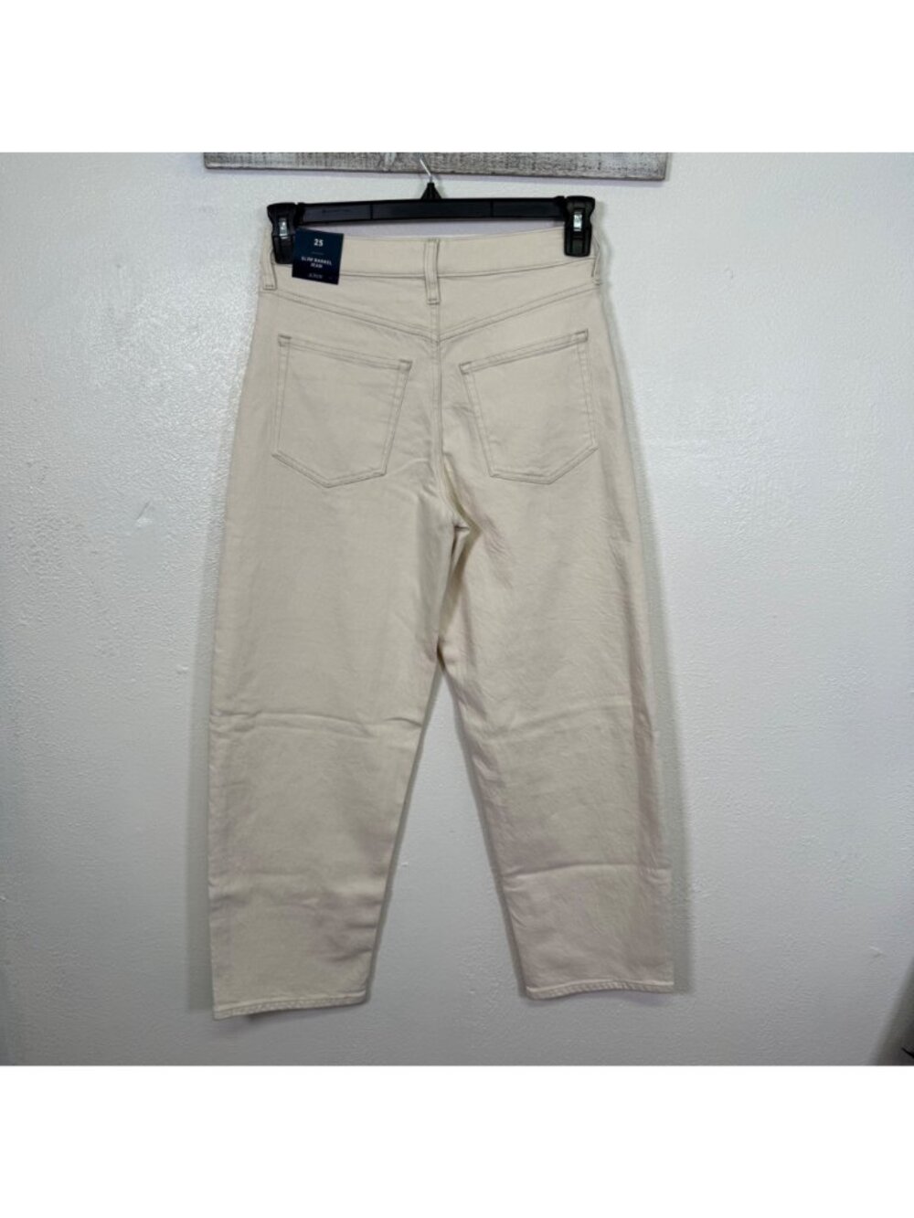 J.Crew Slim Barrel Jeans In Off-White Size 25 High-Rise Stretch Cotton Blend - Picture 4 of 13